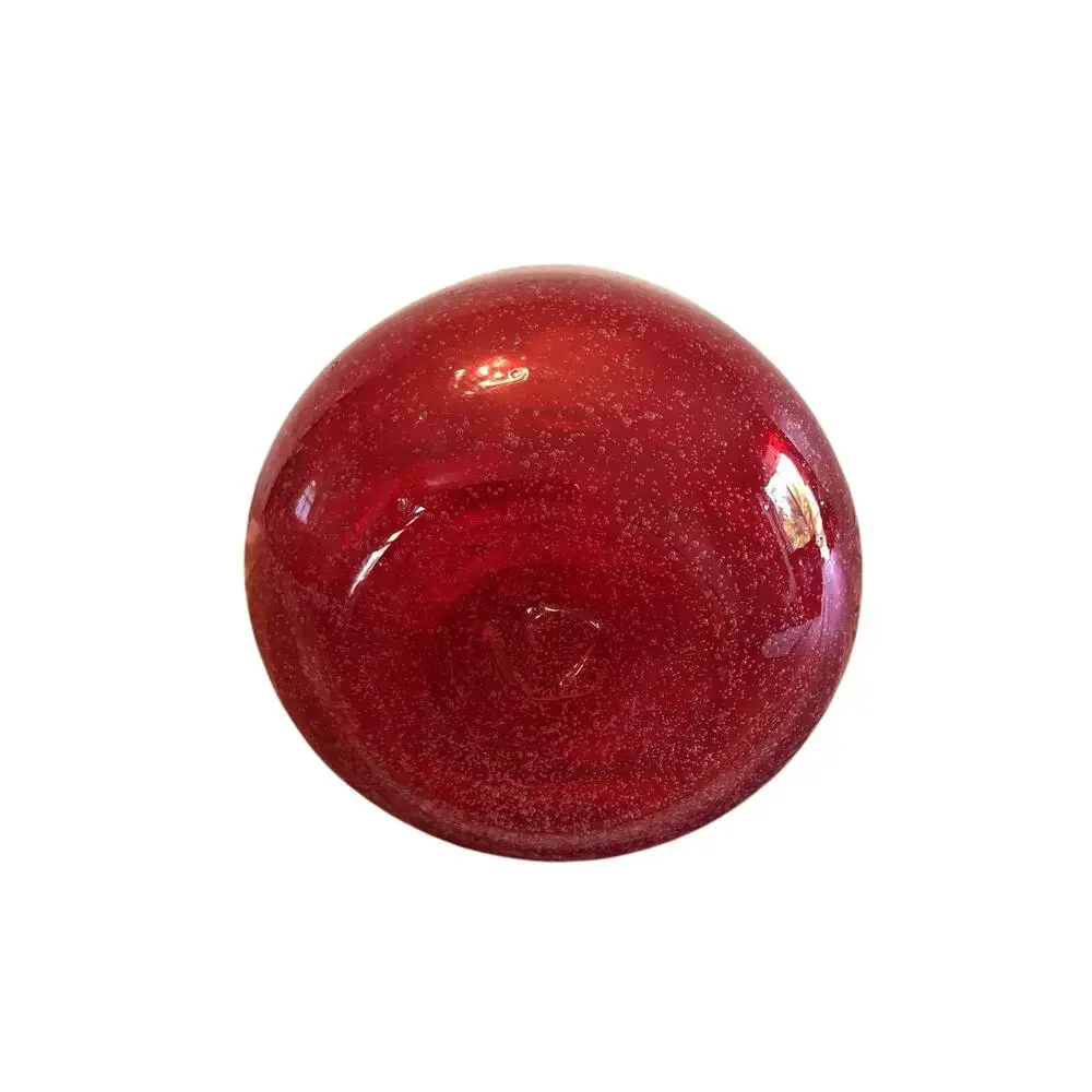 Mid Century Modern Red Bubble Art Glass Bud Vase Hand Blown Stretch Vase 6.5